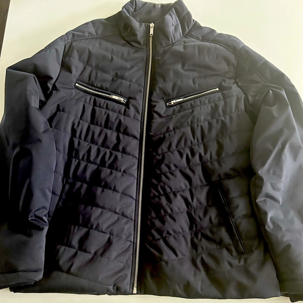 Zara Blue Quilted Puffer Jacket with High Collar